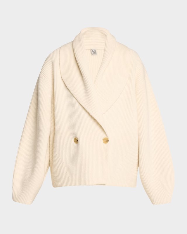 Oversized Shawl Double-Breasted Wool Cardigan